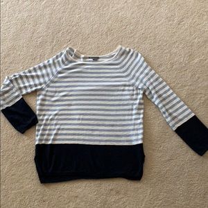 Vince bluewhite striped long sleeve cotton sweater